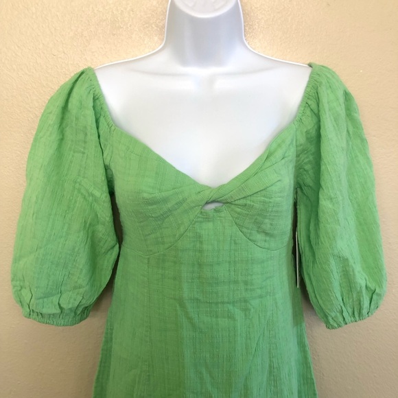 Billabong Del Sol Puff Sleeve Textured Smocked Mini Dress Size S - Picture 7 of 15